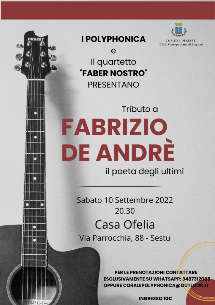 “Concerto tributo a Fabrizio De Andrè, il poeta degli ultimi”